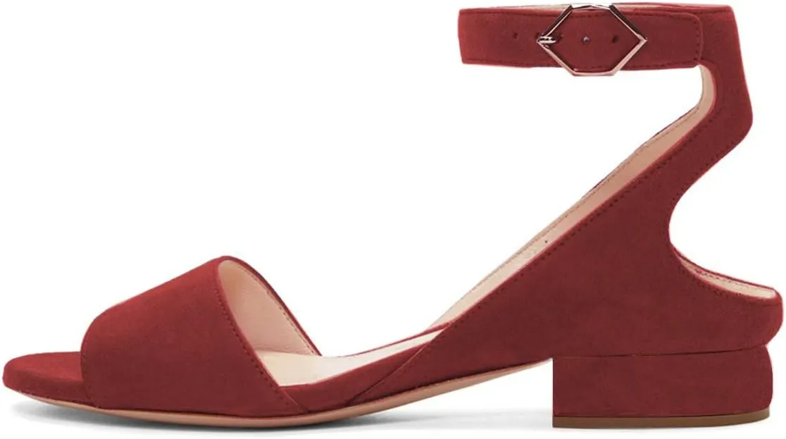 XYD Strappy Low Heel Sandal Pumps for Women Open Toe Ankle Strap Slingback Chunky Heeled Dressy Shoes