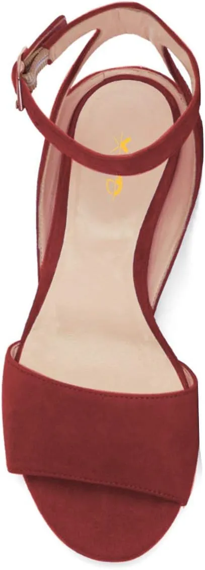 XYD Strappy Low Heel Sandal Pumps for Women Open Toe Ankle Strap Slingback Chunky Heeled Dressy Shoes