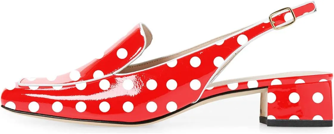 YDN Women Closed Square Toe Block Low Heels Slingback Formal Loafer Dressy Shoes Office Lady Pump Size 4-15 US