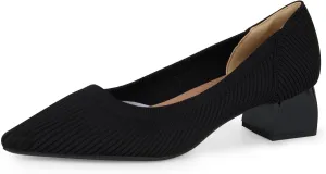 YEOJOU Heels for Women Knit Pointed Toe Women Pump Shoes Low Heel Comfortable Womens Dress Shoes Work