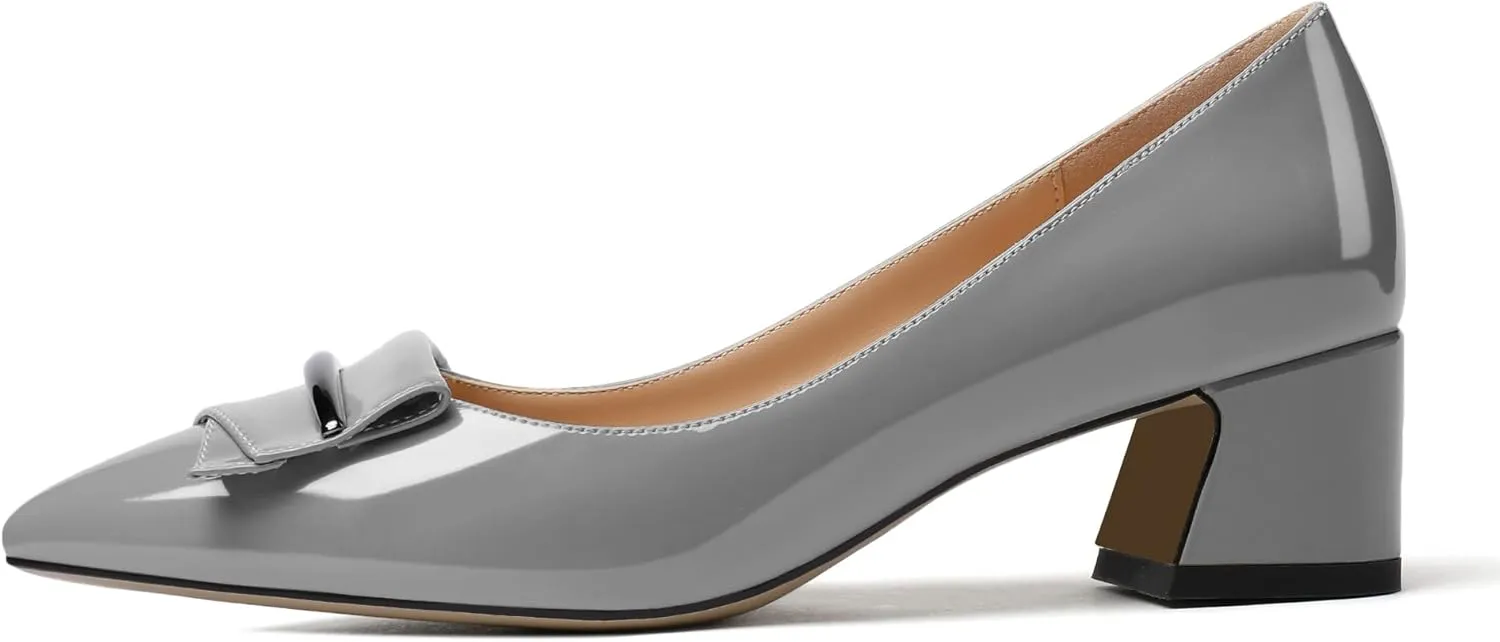 YODEKS Women's Chunky Heel Pumps Low Block Heel Pointed Toe Slip on Dress Pump Shoes for Work Casual Daily Life Party Dress Shoes
