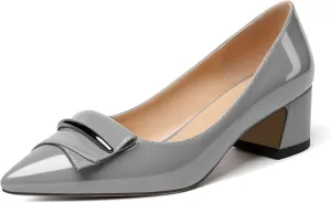 YODEKS Women's Chunky Heel Pumps Low Block Heel Pointed Toe Slip on Dress Pump Shoes for Work Casual Daily Life Party Dress Shoes